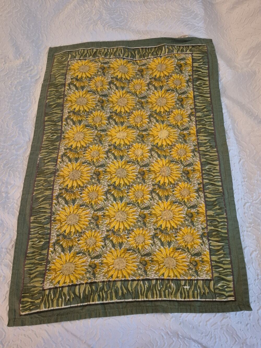 💥 Couleur Nature Sunflower Bruno Lamy Cloth Napkin Green & Mustard Cotton A4